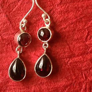 Red Garnet exclusively Earrings in Sterling Silver-Garnet jewelry